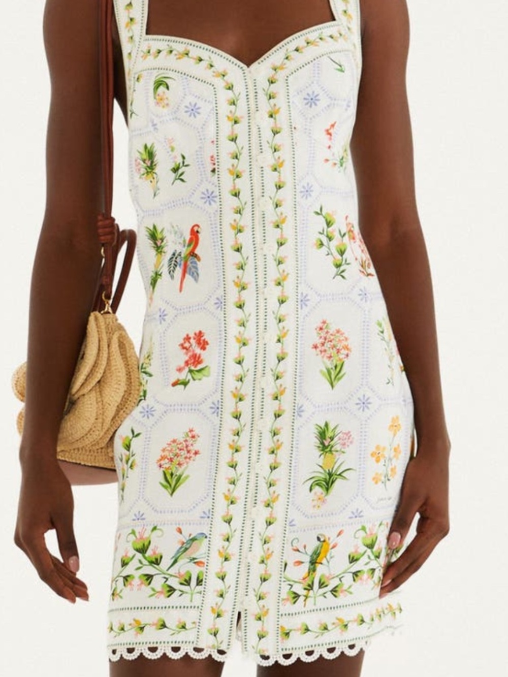 Farm Rio Tropical Porcelain Linen Dress